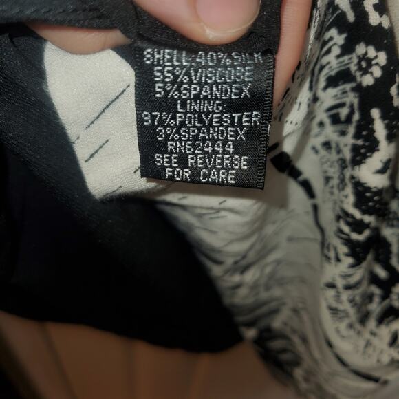 Nicole Miller Artelier Black White Printed Knee Length Sleeveless Silk Dress 0 - Picture 4 of 5